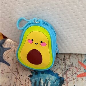 Kids Blue Avocado Silicone Coin Pouch with Clip